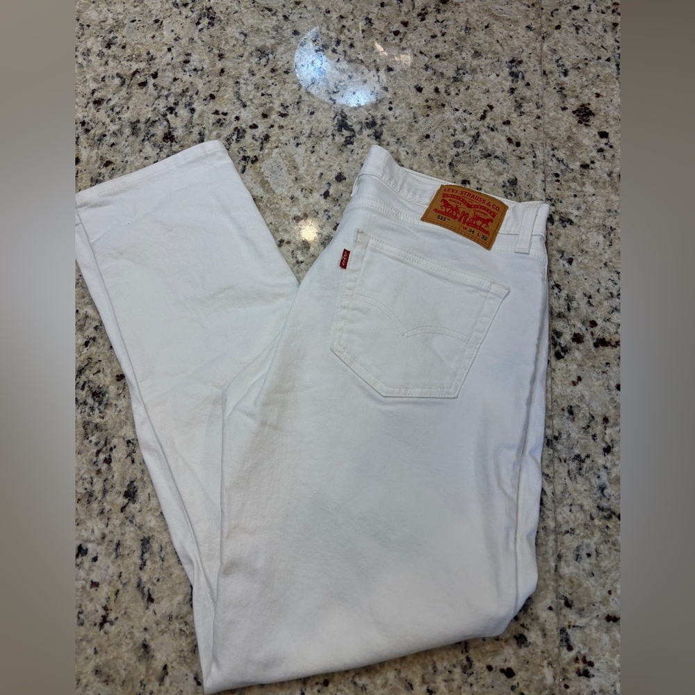 Levi's 511 Men's 34 Waist Slim White Jeans - Picture 6 of 15